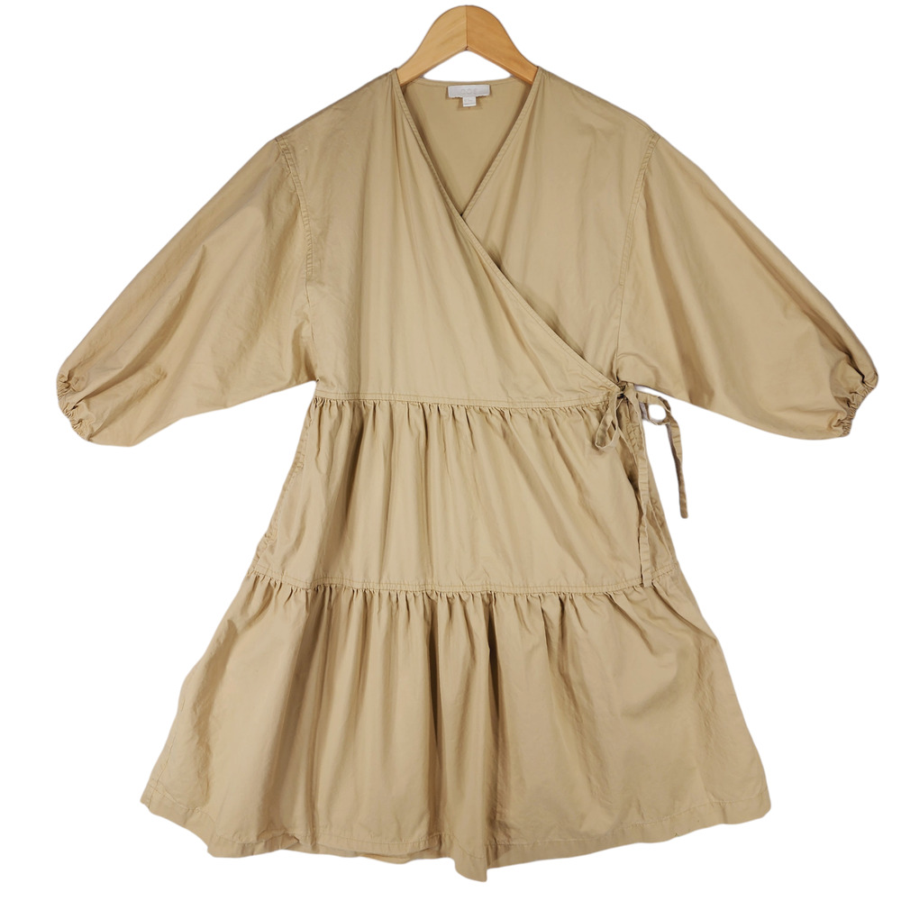 COS Beige Tiered Wrap-Style Midi Dress - Picture 2 of 16